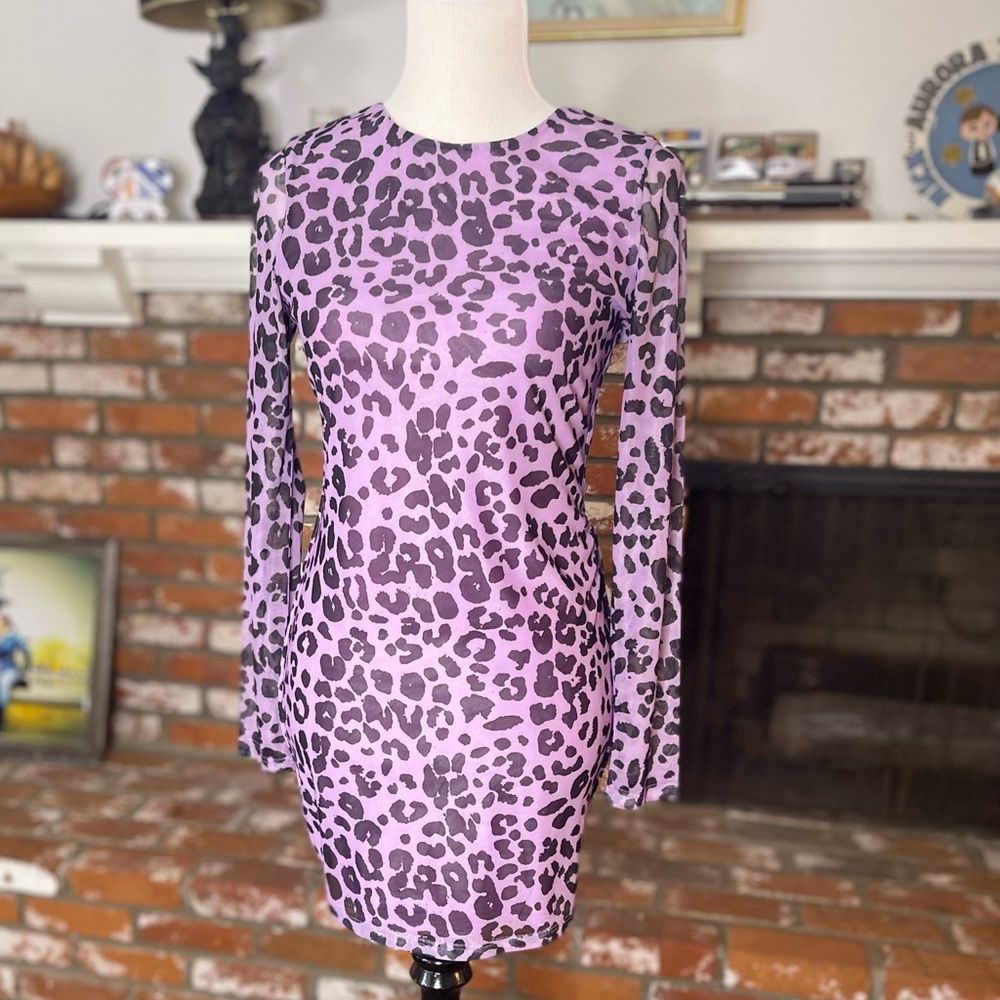 Sasha Mini Dress in Purple Leopard M